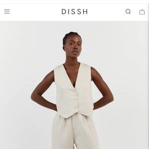 DISSH US 4 Banks Natural Linen Vest Beige